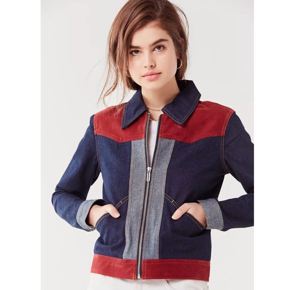 SOLD Urban Outfitters Women's Two-Tone Mechanic Gasoline Western Denim Jacket - Picture 2 of 16